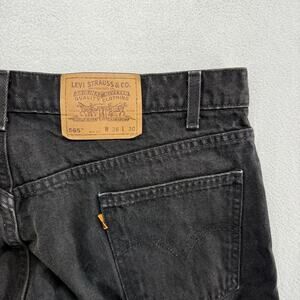 Vintage Levis Jeans Mens 38x30 Black 565 Wide Leg Denim Orange Tab USA Baggy 90s
